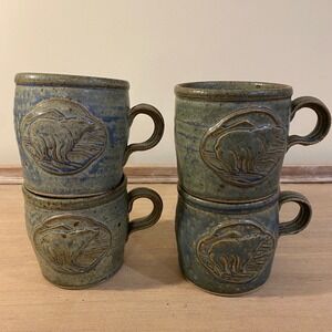 Studio Pottery Bear Mug Set Of 4